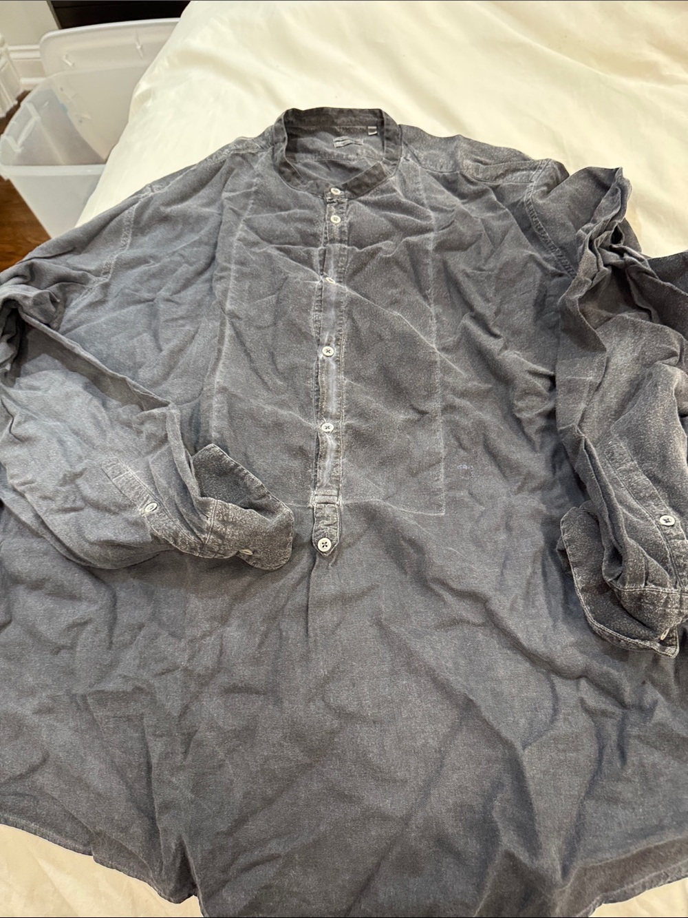 Massimo Alba Washed Charcoal Button-Front Shirt